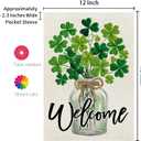 2 x CROWNED BEAUTY St Patricks Day Garden Flag Shamrocks Clover Mason Jar 12x18 Inch Double Sided Green Holiday Decoration for Outdoor Lawn Yard CF1939-12