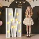 Marquee Letters 4 Feet Tall, 4FT Large Light up Letters M, Big Sign M with Warm White Light for Birthday MOM Wedding Proposal Engagement Graduation Party Backdrop Decorations