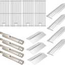 Adviace Grill Replacement Parts for Bull 47629 47628 26039 26038 87048 87049 BBQ Grill, 16517 Cooking Grate & 16521 16631 Flame Tamer 16670 16520 Heat Shield & 35717 16516 Grill Burner for Bull Grill (4pcs Burners Kit with Grates)