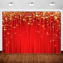 Red Carpet Curtain Hollywood Christmas Backdrop Photography Background Red and Gold Star Backdrops for Golden NYE Xmas VIP Prom Party Decorations Indian Wedding Bday Banner Photo Shoot Backdrop 10x7ft