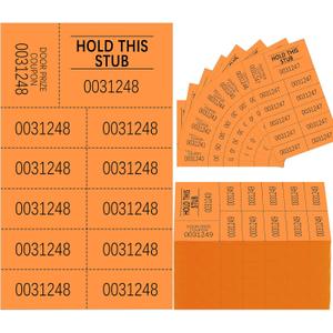 Kosiz 504 Sheets Raffle Auction Tickets with 10 Bid Numbers Raffle Tickets for Silent 10 Bid Numbers Basket Auction Church Events(Orange)