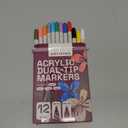 ARTISTRO 12 Dual Tip Acrylic Paint Markers, Acrylic Paint Pens, Fabric Markers for Textile, Rock, Glass, Wood, Paper, Ceramic, Canvas DIY Art Supplies Kit for Kids and Adults (Dual Tip Dot + Fine, 12)