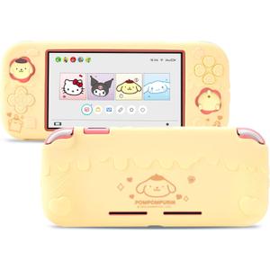 Kuitmor Switch Lite Protective Case,Soft Silicone Protective Shell,Anti-Scratch Protective Cover Case for Switch Lite with 2 Thumb Grip Caps（Yellow Pompompurin）