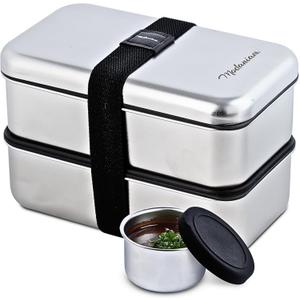 LEak Proof Stainless Steel Bento Box Adult | Stackable Stainless Steel Lunch Box adult| Metal Bento box|Lunch Container |Food storage |large compartment| bentobox| Non toxic|Microwave Safe|Silver