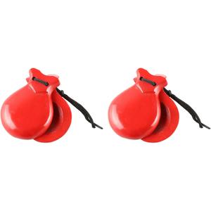 2Pcs Traditional Castanet Wood Spanish Castanets Flamenco Dance Castanets with String Hand Clapper Orff Music Instrument