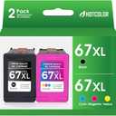 67XL HP Printer Ink for HP Ink 67 Replacement for HP 67 Ink Cartridges Black/Color Combo Pack HP67 DeskJet 2755e 2855e 2700 2800e 2700e 4255e 4155e Envy 6055e 6000 6455e 6400 Printer Ink HP 67 XL