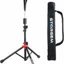 Storgem Batting Baseball tee Softball, Easy to Adjustable Height,Portable Tripod Stand Base Tee for Hitting Training Practice,with Carrying Bag (Black Red Pro)