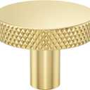 homdiy 10Pack Gold Cabinet Knobs Round Knurled Brushed Brass Dresser Knobs Solid Metal Brass Kitchen Hardware for Drawer Desk Cupboard (Matte Gold)