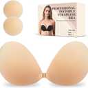 2 x Sticky Adhesive Bra for Women, Strapless Invisible Push Up Brassiere, Reusable Backless Bra for Dress