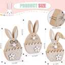 ParseBio 3 Pcs Easter Bunny Table Wooden Sign Easter Peeps Decor Spring Wood Bunnies Rabbit Ornament Farmhouse Tabletop Decoration for Easter Party Tiered Tray Mantle Desk Office Home Party