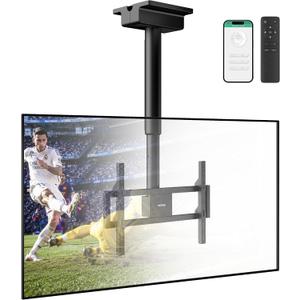 monTEK Motorized Swivel Ceiling TV Mount, Motorized Height, 37-86 Inch TVs