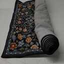 Moynesa Floral Runner Rug for Hallway 2'8" x 8', Washable Kitchen Runner 8ft Non Slip Boho Soft Bathroom Throw Rug, Botanical Ultra Thin Carpet Runners for Entryway Laundry, Black