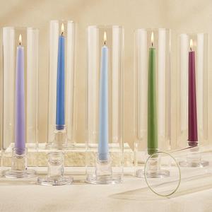 Hurricane Candle Holder Thickened Cylinder Covers 10 Pcs Taper Candle Sticks Holder Glass Tall Candlesticks Holders Centerpiece for Wedding Dining Table (Clear)