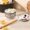 Cedilis Set of 8 Ceramic Spoon Rest for Stove Top, 4.7inch Stove Spoon Holder, Heat Resistant Cooking Utensil Rest for Kitchen, Spatula, Ladles, Tong, Coffee Spoons