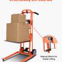 VEVOR Material Lift Winch Stacker, 330lbs Capacity Pallet Truck Dolly, 42.9in Max Lifting Height Manual Winch Stacker, Multifunctional Manual Pallet Truck Stacker with Swivel Casters and Lift Plate