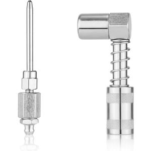 90 Degree Grease Coupler Adapter and Grease Injector Needle Gun Tip, Needle Grease Gun Fitting Set Grease Needle Nozzle Dispenser for Grease Fitting Tool