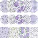 150 Pcs Floral Plates and Napkins, Light Purple and White Floral Tea Party Supplies Include Hydrangea Flower Gingham Plates Napkins for Garden Party, Bridal Baby Shower, Spring Party