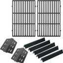 LS'BABQ Replacement Kit for Weber Genesis Parts 300 Series with Front Control Knob 7524 Cooking Grates 65505 Heat Deflectors 7620 Flavorizer Bars for Weber E-310 E-320 E-330 S-310 S320 S-330 EP-310