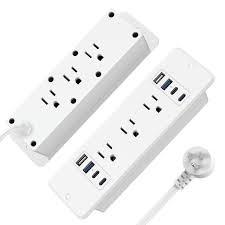 HHSOET 5 in 1 Recessed Power Strip Flat Plug, 45W Fast Charging Furniture Outlet with USB, Conference Recessed Socket with 2 AC Plugs, 2 USB Ports 1 USB-C, 6ft Power Cord