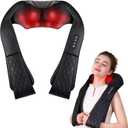 Shiatsu Neck and Back Massager, Corded Electric Neck Massager with Heat for Pain Relief Deep Tissue 4D Kneading Shoulder Massager Pillow for Whole Body Relaxation, Gifts for Mom Dad Women Men (Black)