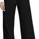 Kistore Womens Pants Wide Leg Thick Warm Pleated Work Slacks Fall Winter Business Casual Trousers for Women with Pocket, M