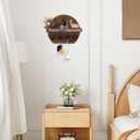 Key Holder for Wall, Key and Mail Holder Organizer - Key Holder Wall Mount with Bouquet Shelf and Key Hooks, Round Wooden Rustic Key Rack for Entryway and Home Decor (Brown)