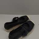 Women's Raffia Espadrille Fisherman Sandals Buckle Mary Jane Flats Platform Strappy Ballet Shoes Casual Loafers for Office Wedding Party (11, Black)