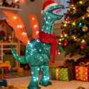 32 Inch Christmas Outdoor Decorations Lighted Dinosaur, Christmas Outdoor Decor with 150 LED, Plug in, Xmas Tyrannosaurus Decorations Lighted with Wing for Indoor Xmas Home Yard Lawn Decor