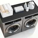 54'' x 27.5'' Washer and Dryer Covers for the Top, Non-slip Silicone Washer Dryer Top Protector for Washing Machine, Waterproof Washer Dryer Countertop for Laundry Kitchen Home (Black)