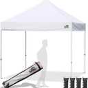 Eurmax USA Standard 10x10ft Patio Pop Up Canopy Tent for Outdoor Events Commercial Instant Canopies with Heavy Duty Roller Bag,Bonus 4 Canopy Sand Bags (White)