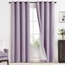 Yakamok Lilac 100% Blackout Curtains 84 Inches Long with 2 Thick Layers-Light Purple Room Darkening Thermal Insulated Window Curtain Set of 2 Panels for Bedroom Living Room 52x84 Inches,Lavender