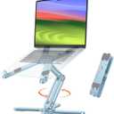 OMOTON 360 Rotating Laptop Stand Riser for Desk, Ergonomic Foldable Computer Stand Adjustable Height Angles for Collaborative Work, Easy Storage Fit Macbooks,All Laptops up to 16 inches,Sky Blue