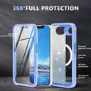Hekodonk for iPhone 16e Case 2025, Compatible with Magsafe [Built-in Tempered Glass Screen Protector & Camera Lens Protection] Full Body Shockproof Protective Women Girl Bling Case,Blue Glitter