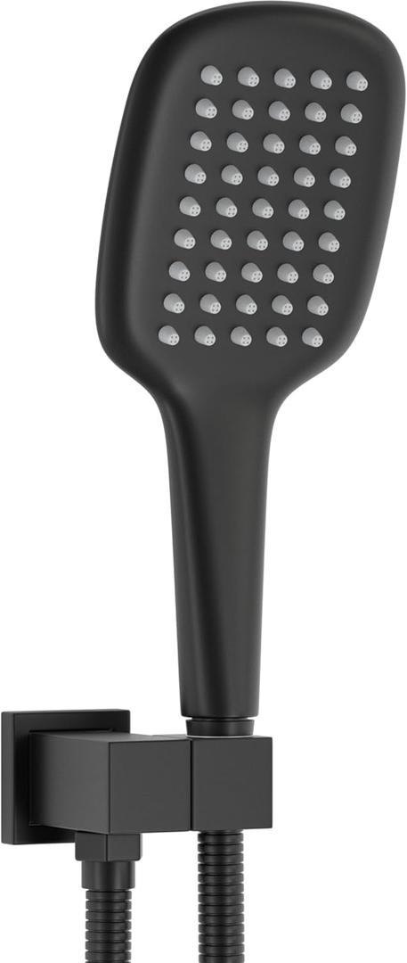 Matte Black Handheld Shower Head with Long Hose and Brass Holder All Metal Hand Held Shower Head High Pressure Handheld Shower Head Set