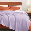 PHF Pre-Washed Cotton Waffle Weave Blanket Twin Size for Bed,Snag Proof Throw Blanket for Couch Spring Summer,Lightweight Breathable,Oeko-TEX Certified,Machine Washable, Home Decor Gift,Taro Purple (Twin(66" x 90"))