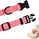 2 x AUDWUD Thick Nylon Collar,Classic Adjustable,Multiple Colors,Suitable for Small,Medium and Large Dogs,4 Sizes (L: 15.5"-22.5", Baby pink)