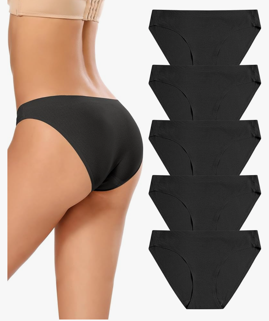 voenxe Women Bikini Underwear,Seamless Breathable Ladies Panties,No Show Comfortable Briefs Undies for Women, Hipster, 5-Pack L