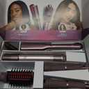 Shark FlexFusion Hair Straightener & Powerful Hair Dryer with Fusion Hair Brush, Ceramic Air Styler with Auto-Wrap Curlers & Concentrator, Ceramic Plates, Cosmic Blush HD641S