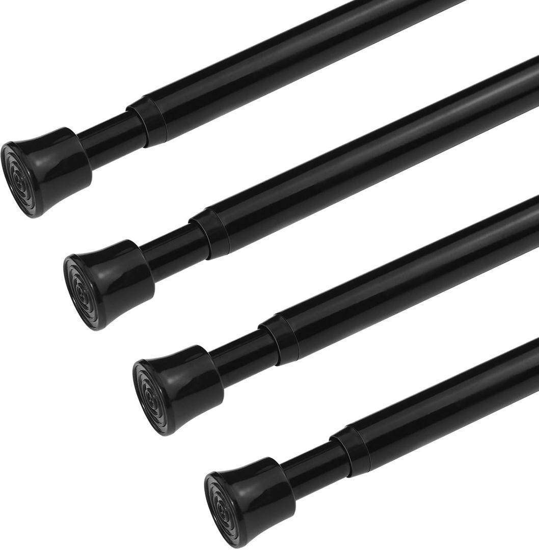 KXLife 5Pcs Tension Curtain Rod Adjustable 28-40 Inch, Small Tension Rods No Drill, Expandable Spring Loaded Tension Rods for Window (Black)