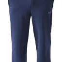 Zoulee Men's Casual Cotton Jogger Sweatpants Zipper Front Pants (Medium, Thin Navy Blue)