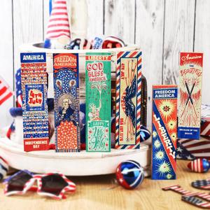 Juexica 6 Pcs 4th of July Decorations Patriotic Firework Tiered Tray Decor Memorial Day Wooden Firework Table Sign Rustic Firework Blocks Independence Day Table Centerpieces for Home Party Supplies