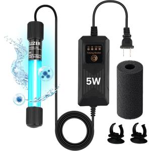 5W UV Light for Aquariums with 4 Timer Modes | UV-C Clean Light for Use in Sump Areas, Filters, Top Filter Boxes & Small Ponds  Keeps Fish Tanks Clear & Healthy