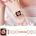 Mesime Compatible with Apple Watch Band 38mm 40mm 41mm 42mm 44mm 45mm 46mm, Women Bling Jewelry Bands with Tempered Glass Screen Protector Case, Shiny Strap for iWatch Series 11/10/9/8/7/6/5/4/3/2/1/SE