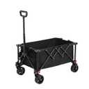 Collapsible Folding Wagon Cart, Heavy Duty Utility Cart with All-Terrain Wheels, Portable Foldable Cart for Camping, Shopping, Sports, and Beach Black