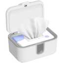 Baby Wipes Warmer, Larger Capacity Wipe Dispenser, Even Heating Diaper Wipe Warmer with Night Light, On/Off Switch, White