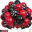 Ladybug Balloons, Red Black Polka Dots Balloons Matte Black and Red Balloon Black and White Polka Dot Latex Balloon for Kids Adults Ladybug Birthday Jungle Party Wedding Baby Shower Graduation