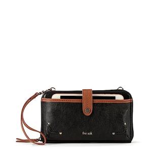 The Sak Iris Smartphone Crossbody Purse - Women's Cellphone Bag & Wallet For Everyday - Convertible Wristlet With Zipper in Black Oynx/Leather