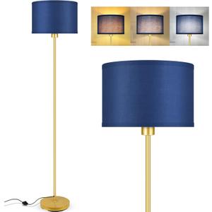 Floor Lamp Blue, Standing Lamp, 58" Tall Floor Lamp with Lampshade, Foot Pedal Switch, Modern Simple Floor Lamps for Living Room/Bedroom/Den/Classroom, Gold Lamp for Boys' Gift(Without Bulb)
