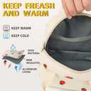 2 x Insulated Lunch Box For Girls Small Lunch Bag Adult Women Work Kawaii Tote For Teen School Cute Compact Lunch Pail Keep Warm Lunch Pale For Ladies Teacher (00 Strawberry)