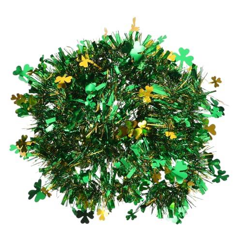 TEHAUX Patrick's Day Tinsel Garland Metallic Shamrock Decoration for Party Celebrations Easy to Install Festive Atmosphere for Home Decor